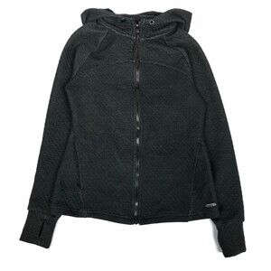 Bearpaw Outdoors Gray Quilted Hoodie Athleisure Gorpcore Womens Small Black